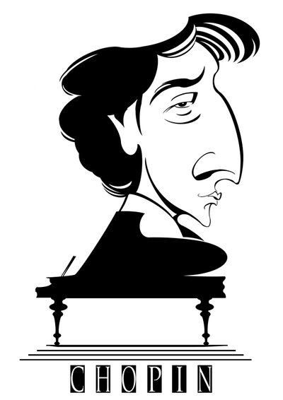 Frederic Chopin, French-Polish Composer and Pianist (1810-49) (Caricature) by Neale Osborne